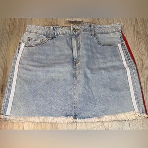 Kendall and Kylie Jean Denim Skirt with Red and White Accents